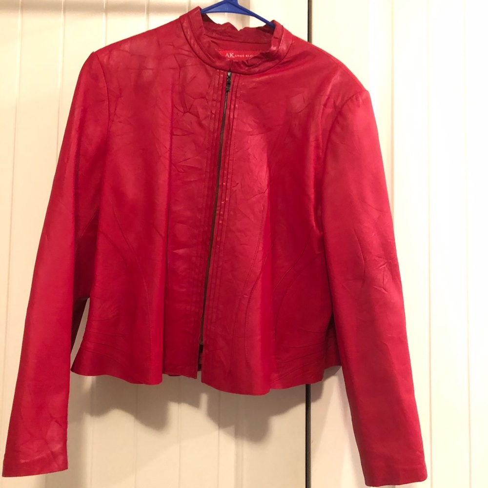 Anne Klein genuine red leather jacket